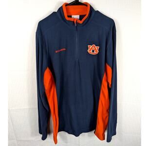Columbia Auburn Tigers M Fleece Pullover Men Navy Orange Zip NCAA Embroidered